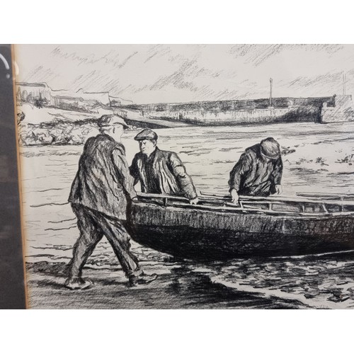 113 - Star Lot: A Valeriee Coombes (Irish) original charcoal on paper drawing / painting titled '3 men in ... 