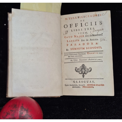 166 - An incredible antique book titled 'Cicero: Laelius on Friendship and The Dream of Scipio' dated 1732... 