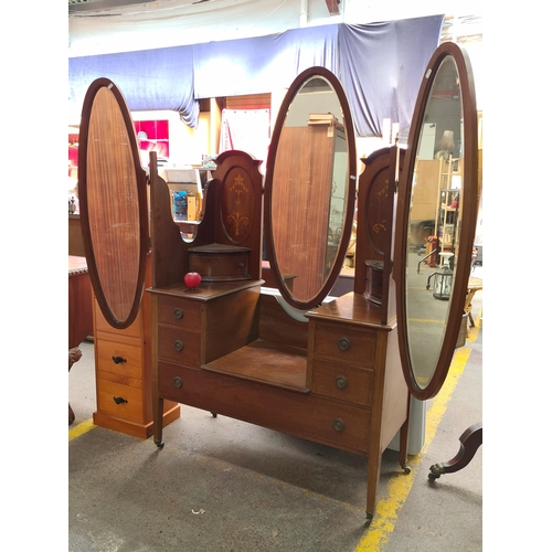 A truly marvelous Edwardian triptych vanity dressing unit. Showcasing ...