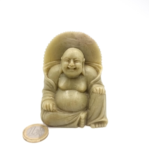 21 - A carved soap stone Happy Buddha figure. Dimensions - H - 9 cms, W - 6.5 cms. Weight - 250 grams.