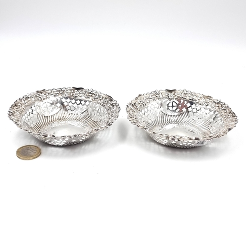 39 - A pair of attractive sterling silver Bon Bon dishes. Hallmarked Birmingham - 1895. Dishes set with a... 