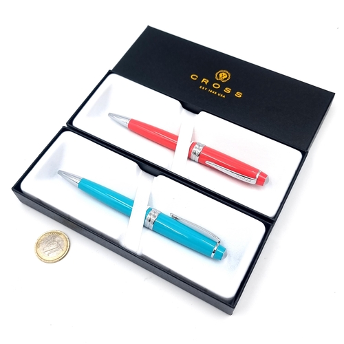 4 - Two Cross stylo bille pens in coral and kingfisher blue. Both in as new condition. Comes in original... 