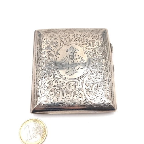 48 - A most attractive antique attractive sterling silver gilt line cigarette case. Hallmarked Birmingham... 