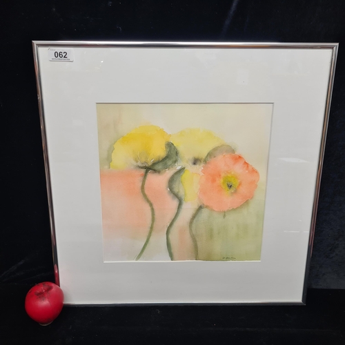 62 - An original watercolour on paper painting. Features a still life painting of blossoming flowers. Ren... 