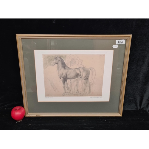 94 - A wonderful plate print of a Edgar Degas drawing titled 'Study of a horse with figures' c. 1861. Ori... 