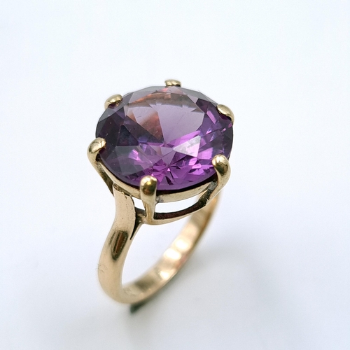 925 - A fine amethyst stone ring mounted in nine carat gold with claw mount. Size - L. Weight - 5.06 grams... 