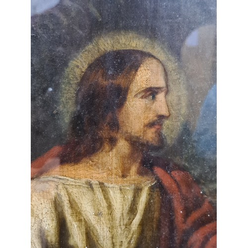 98 - Star Lot: A large fabulous Flemish school 19th century oil on canvas painting. Features Jesus and th... 