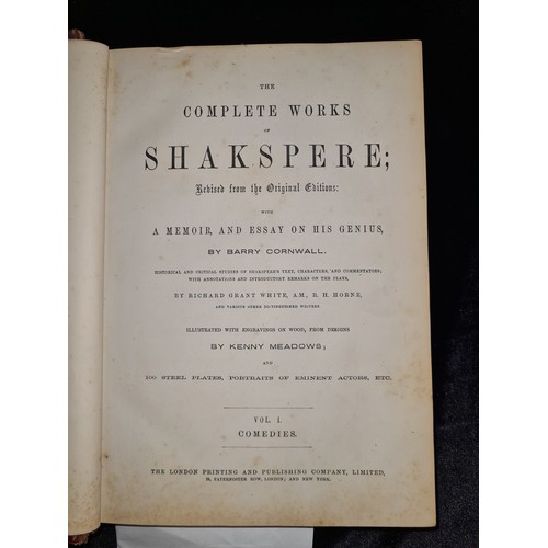 234 - Three large antique leather bound volumes of William Shakespeare dating from the 1860's including ti... 