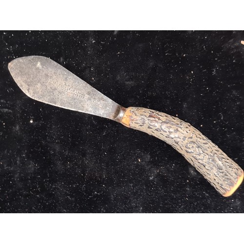 308 - A brilliant antique Joseph Rodgers & Sons Stag Antler Handle knife. [flanking a crown, with star and... 