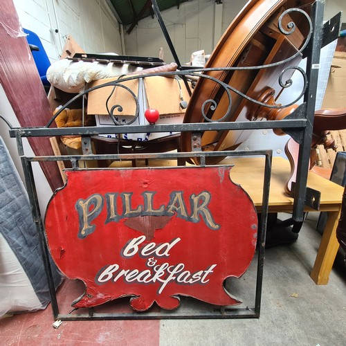 999 - An Antique cast metal bed and breakfast sign with a heavy duty wall bracket. Could repaint the sign ... 