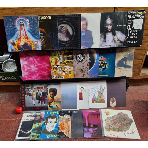 430 - A box containing a selection of vinyl records, all with original sleeves. Mixed genres leaning towar... 