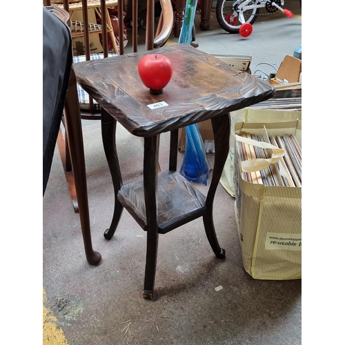 463 - A nicely sized hand carved ebonized wood side table