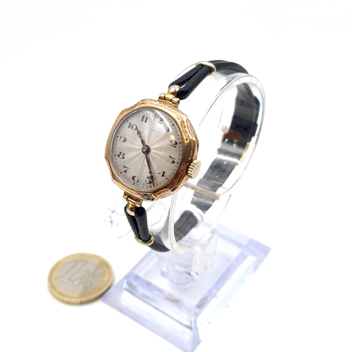 42 - Super Star Lot : A fine 9 carat gold ladies Rolex genuine wrist watch set with enamelled face Arabic... 