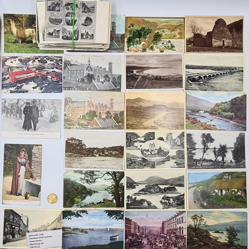 507 - A collection of in excess of 100 coloured Irish postcards featuring counties, street scenes, views, ... 