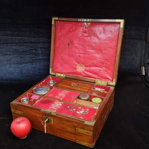 129 - Star Lot : A large fantastic antique military work box with many compartments filled with musket bal... 