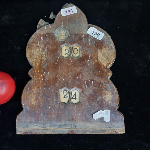 130 - A wonderful Victorian wooden scoreboard complete with original number discs that can be rotated to c... 