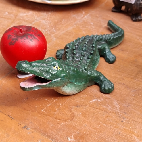 415 - A wonderful cast iron painted crocodile.