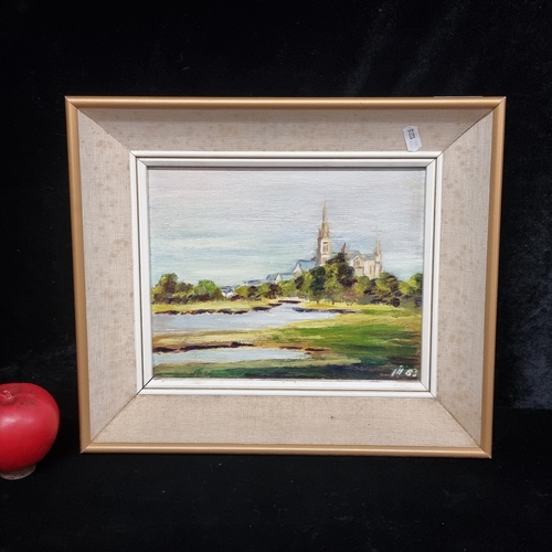 61 - An enticing original 'Lillian Byrne' oil on board painting. Features a serene landscape scene with g... 