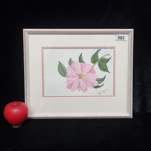 62 - An original 'Eileen Bofin' watercolour on paper painting titled 'Camelia Donation'. Features the tit... 