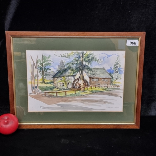 66 - A delightful original watercolour on paper painting. Features a calm rural landscape with cottages, ... 