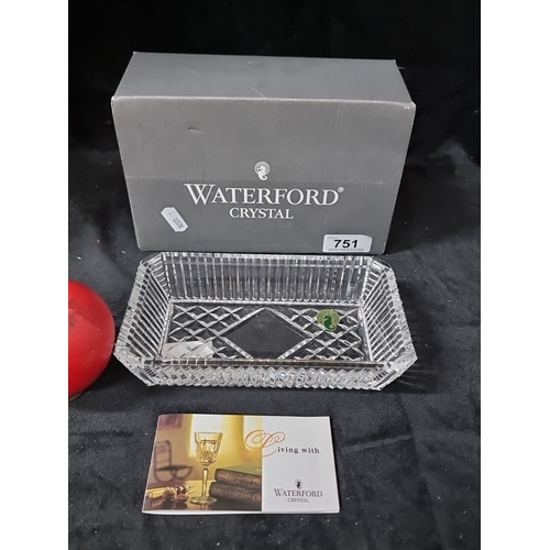 751 - A fabulous Waterford Crystal rectangular tray featuring intricately cut design. In original box with... 