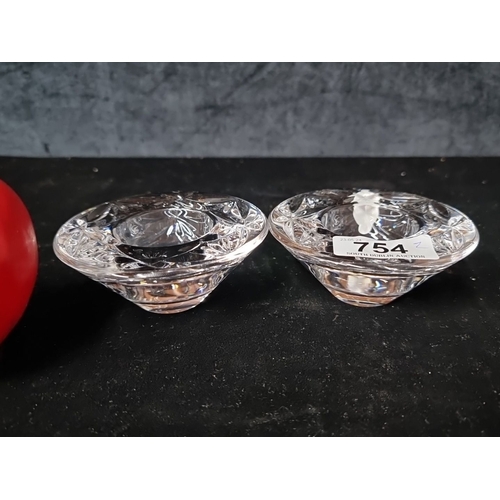 754 - Pair of Waterford Crystal heart-shaped dishes, featuring intricate cut patterns and well-preserved c... 