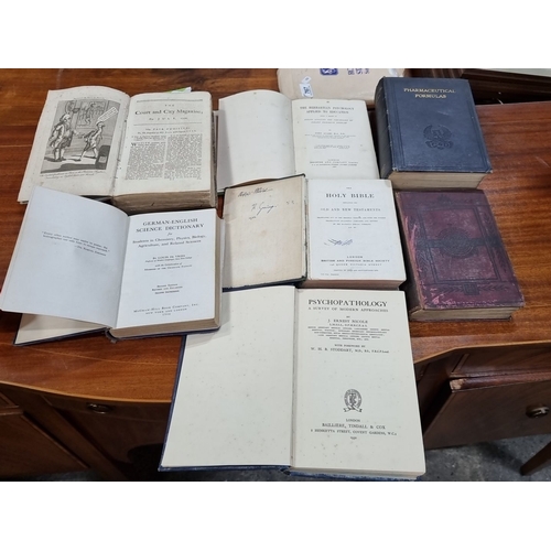 768 - Collection of vintage and antique books including titles on science, religion, and psychopathology, ... 