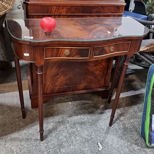 775 - Elegant Reprodux serpentine front writing desk, crafted by Bevan Funnell Ltd, showcasing traditional... 