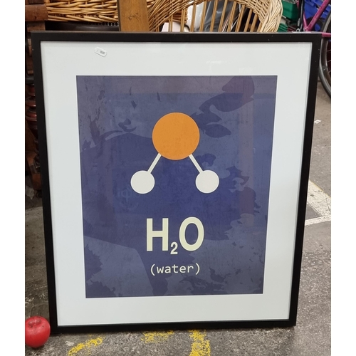 915 - A 'Molecule Water H20' Poster print. Housed in a smart black frame behind glass.