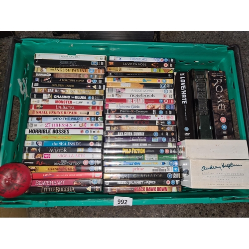 992 - A crate containing a large selection of DVD's covering various titles including The Notebook ,  Drea... 