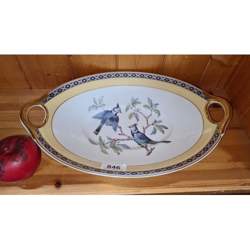 846 - Porcelain serving platter by Kaiser, Germany, featuring charming blue birds and floral motifs. Desig... 