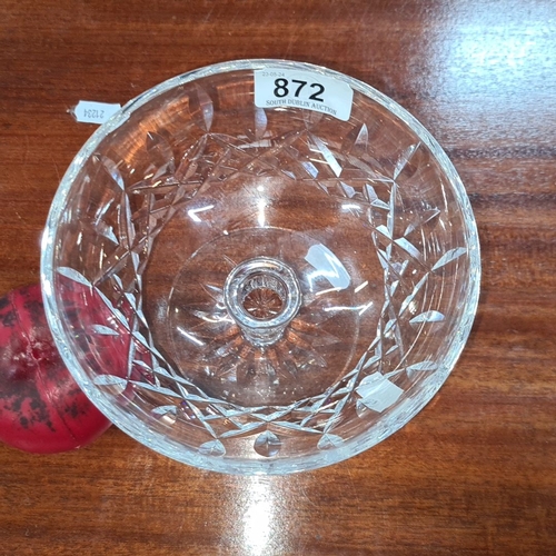 872 - Elegant Waterford Crystal footed sweet dish featuring intricately detailed designs, ideal for displa... 