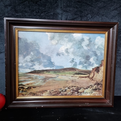 649 - An attractive vintage oleograph of a John Constable oil painting titled 'Weymouth Bay, Bowleaze Cove... 