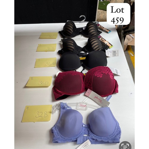 459 - A box containing Nine brand new bras, all with tags including brands such as Chantelle, Wonderbra an... 