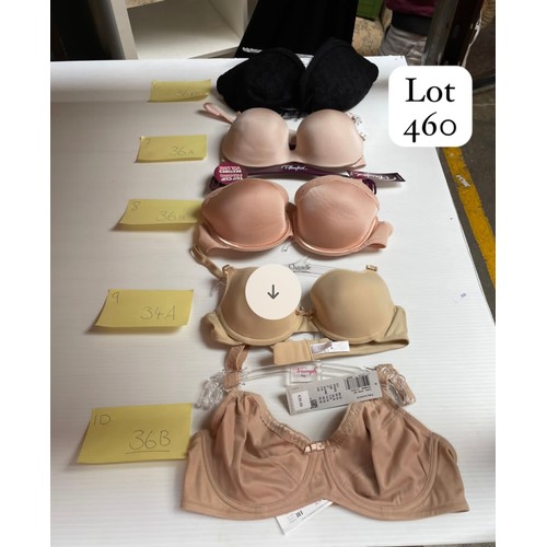 460 - A box containing 10 brand new bras, all with tags including brands such as Chantelle and Lepel. Size... 