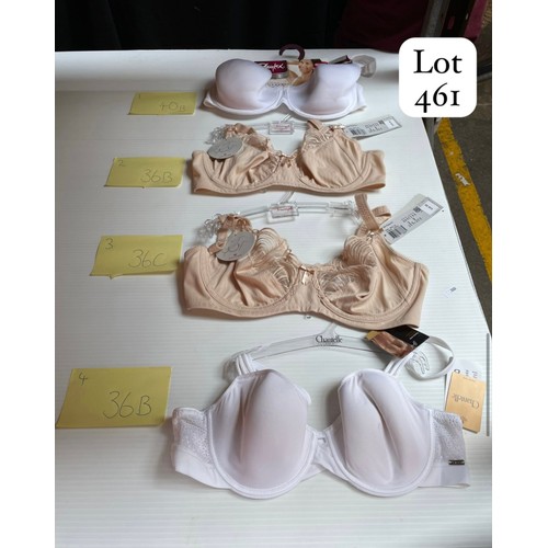 461 - A box containing Eight brand new bras, all with tags including brands such as Chantelle and Triumph.... 