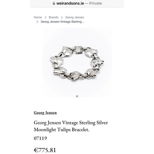 510 - Star Lot : A very interesting Georg Jensen tulip designed  Danish silver bracelet with 'Jensen' stam... 