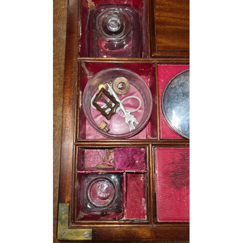 129 - Star Lot : A large fantastic antique military work box with many compartments filled with musket bal... 