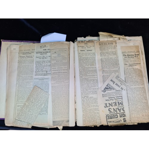 170 - An antique scrap book containing newspaper cuttings dating to 1916. Very intriguing full of Irish hi... 