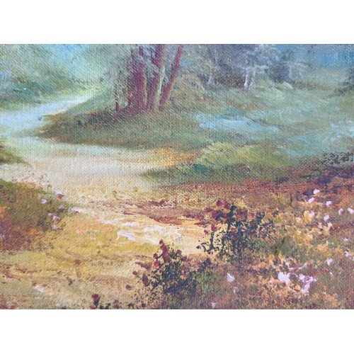 70 - Star Lot: Two original large serene oil on canvas painting. Features picturesque landscape scenes in... 