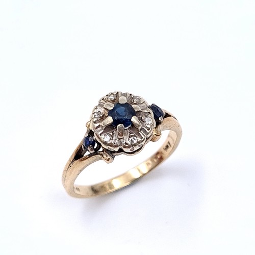 1 - A nine carat gold (375)  sapphire stone ring. Ring size - J. Weight - 2.5 grams. Boxed.