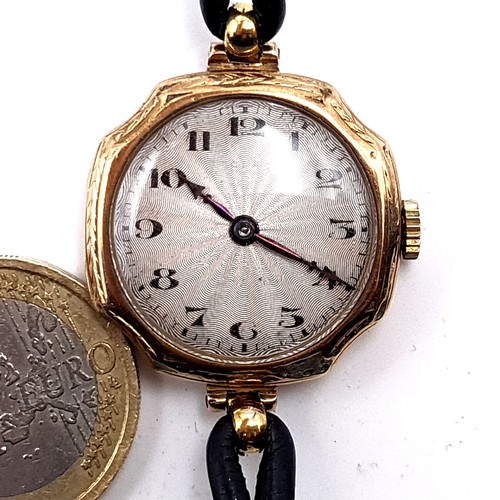 42 - Super Star Lot : A fine 9 carat gold ladies Rolex genuine wrist watch set with enamelled face Arabic... 