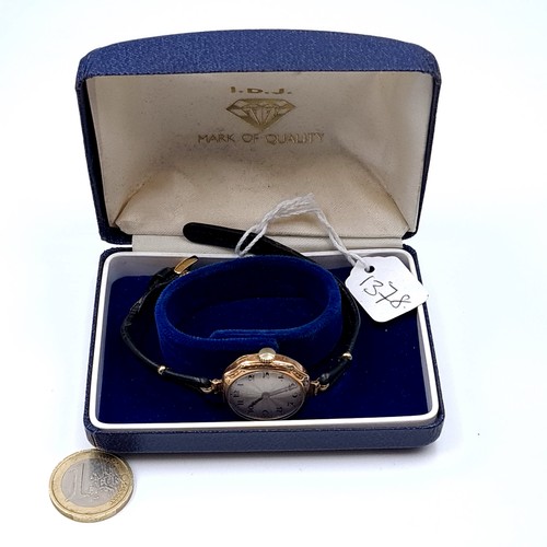 42 - Super Star Lot : A fine 9 carat gold ladies Rolex genuine wrist watch set with enamelled face Arabic... 