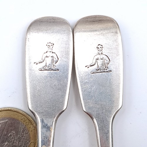 504 - Two Irish silver teaspoons dated 1818. Length - 15 cms. Weight - 54.84 grams.