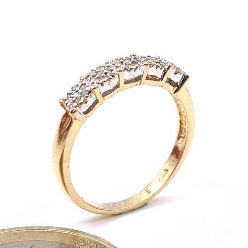 11 - Star Lot : A most attractive 18 carat gold (750) diamond set half eternity ring. Ring size - O. Weig... 