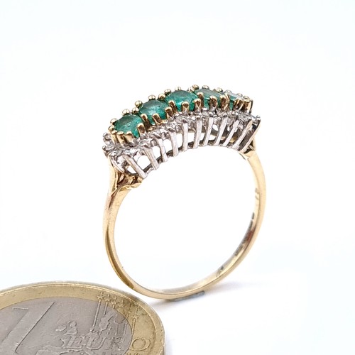 12 - Super Star Lot : An amazing five stone emerald set diamond ring (Stamp to band) set in nine carat go... 