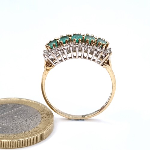 12 - Super Star Lot : An amazing five stone emerald set diamond ring (Stamp to band) set in nine carat go... 