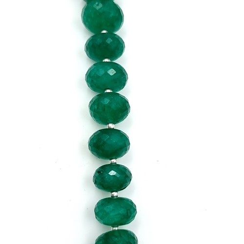 968 - Star Lot : A super example of a graduated emerald gemstone necklace with a ruby stone set clasp set ... 