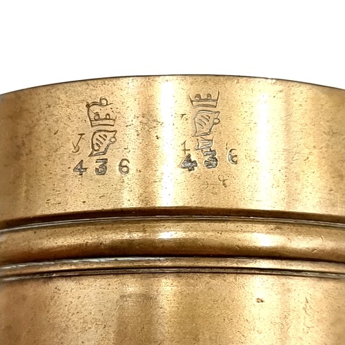 54 - Super Star Lot : A very rare heavy set of Three brass measures for a pint, half pint, a gill. Maker ... 