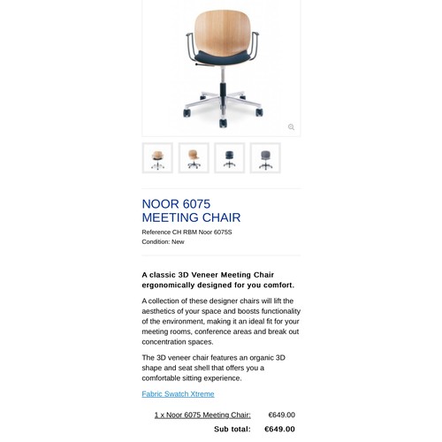 949 - Star Lot: The Swedish designed RBM Noor 6075 Meeting Chair is the ideal chair for people who work in... 